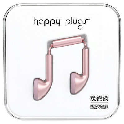 Happy Plugs Earbud Headphones with Mic/Remote Pink Gold